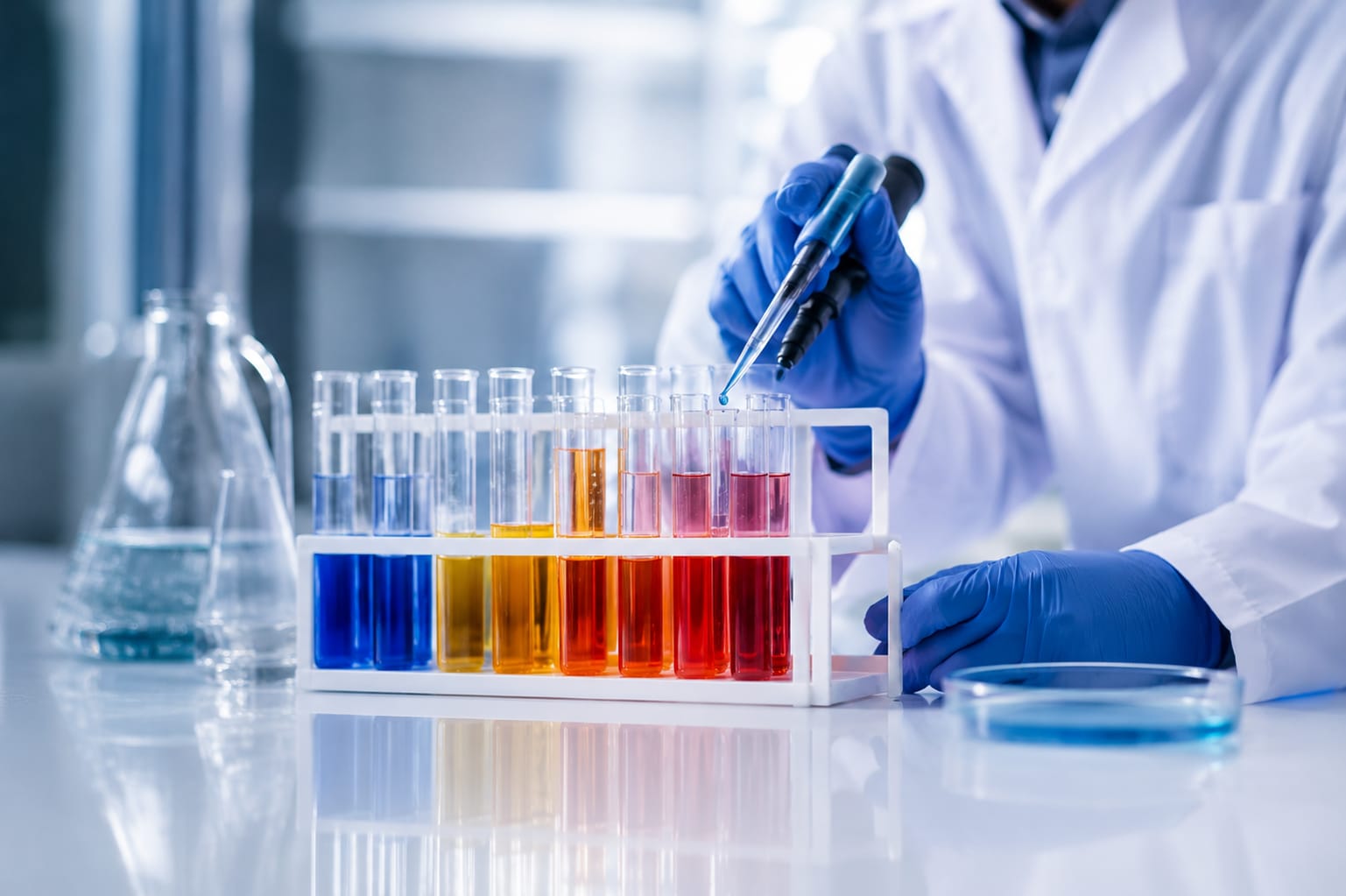 Laboratory technician testing chemical samples